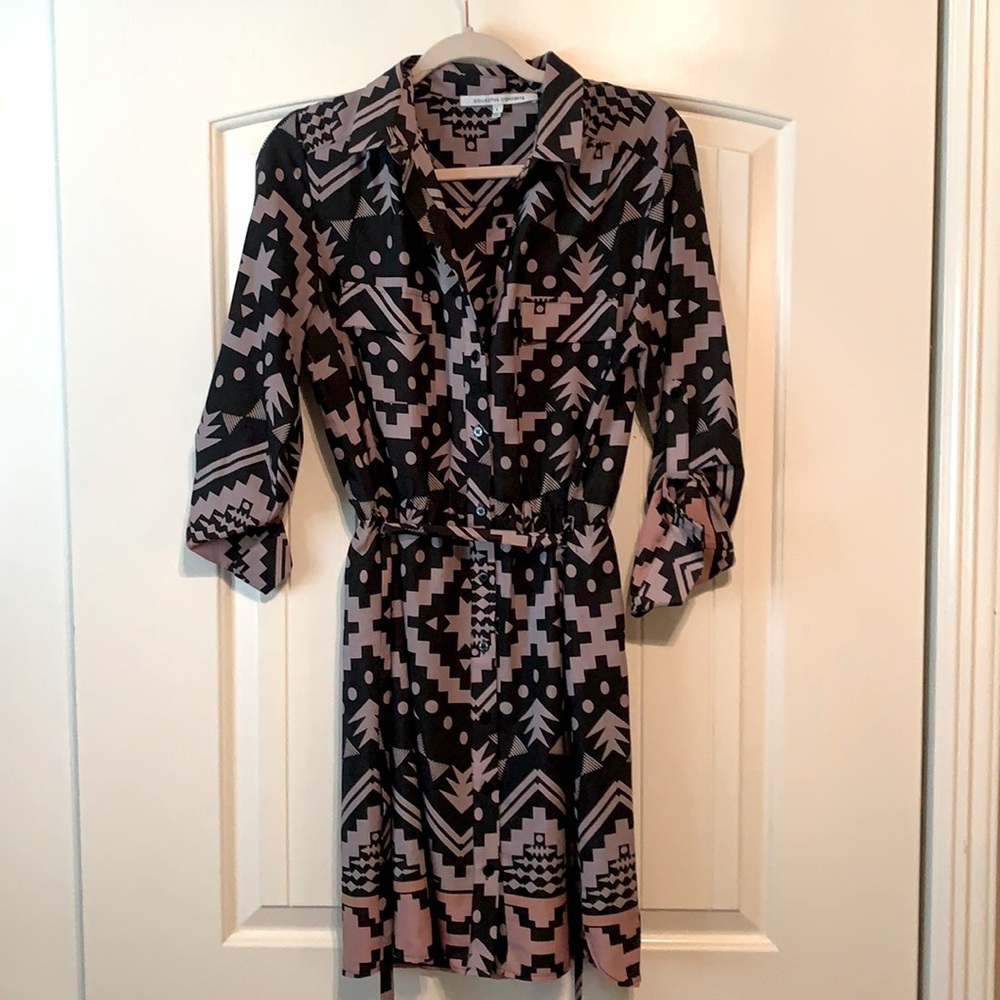 Belted collared dress